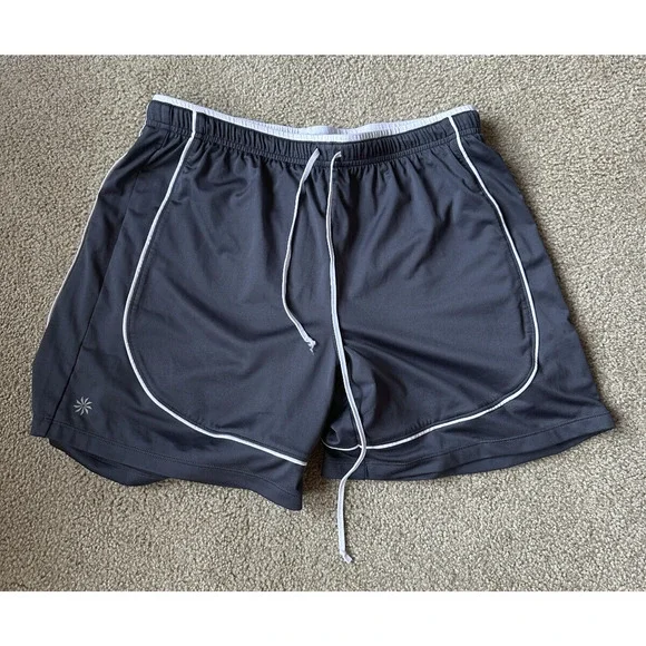 2 Athleta Take Two Running Shorts Double Layered Lined Women's Small Gray Black - Picture 2 of 9